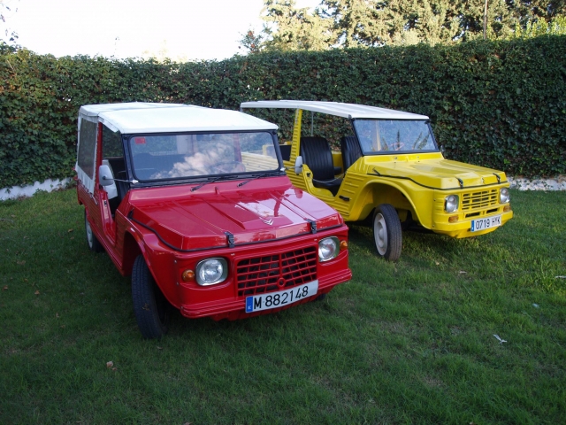 Vehiculos rojo y amarillo